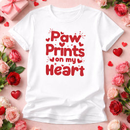 Paw Prints on My Heart Cute Dog Lover Design Tシャツ