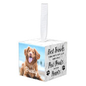 Paw Prints On OurハートPet記念写真 キューブオーナメント (正面アングル)