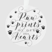 Paw Prints on Our Photo Memorialハートスクリプトペットフォトメモリア オーナメント (正面)