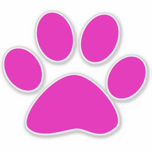 Paw Prints Pattern Custom Cute Hot Pink シール (正面)
