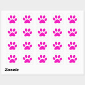 Paw Prints Pattern Custom Cute Hot Pink スクエアシール (シート)