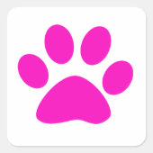 Paw Prints Pattern Custom Cute Hot Pink スクエアシール (正面)