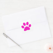 Paw Prints Pattern Custom Cute Hot Pink スクエアシール (封筒)