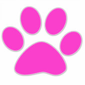 Paw Prints Pattern Hot Pink Custom Cute  シール (正面)