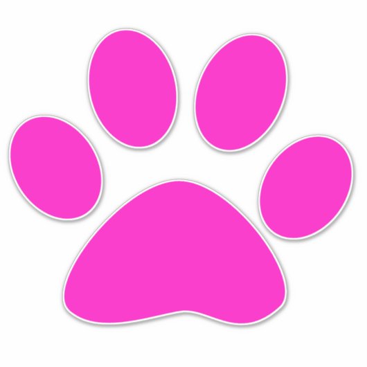 Paw Prints Pattern Hot Pink Custom Cute  シール (正面)