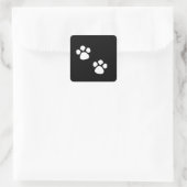 Paw Prints Patterns Custom Black White Cute  スクエアシール (バッグ)