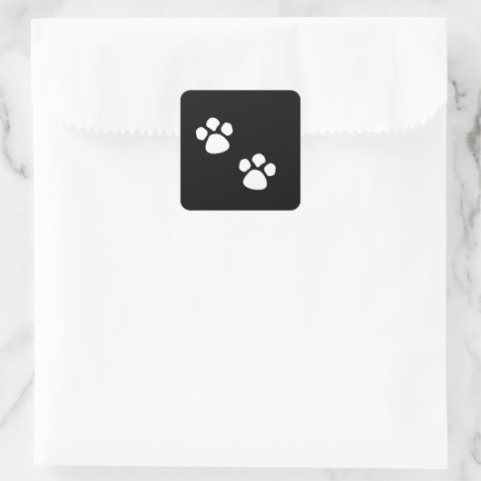 Paw Prints Patterns Custom Black White Cute  スクエアシール (バッグ)