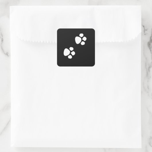 Paw Prints Patterns Custom Cute Black White スクエアシール (バッグ)