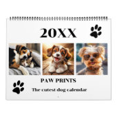 Paw Prints Pet Dog Photo Art Large カレンダー (カバー)