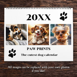 Paw Prints Pet Dog Photo Art Large カレンダー