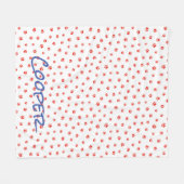 Paw Prints Pet Name Cats Dogs Red Blueおもしろい フリースブランケット (正面(横))