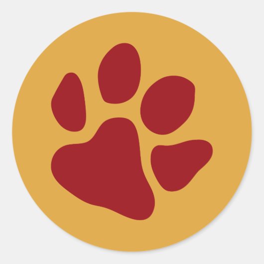 Paw Prints Red ラウンドシール (正面)