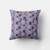 Paw Prints Red Hearts on Blue クッション (裏面)