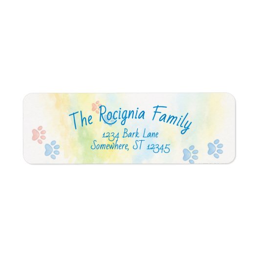 Paw Prints Return Address Label ラベル (正面)