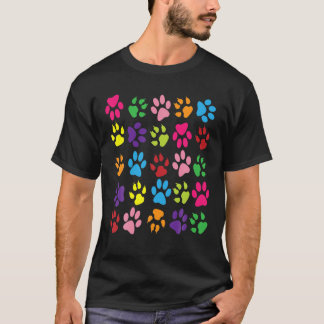 Paw Prints Tシャツ犬猫動物カラフルTee Tシャツ