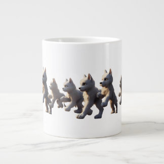 Paw Prints Walking Around Mug Base Design ジャンボコーヒーマグカップ