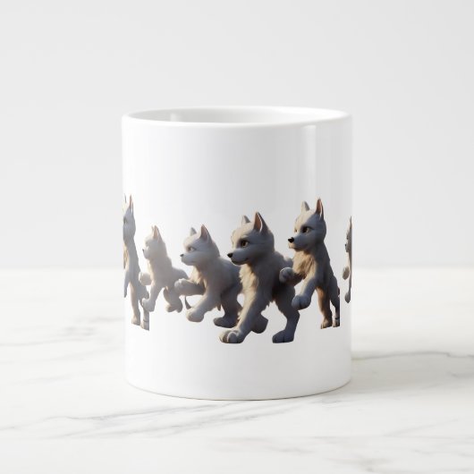 Paw Prints Walking Around Mug Base Design ジャンボコーヒーマグカップ (正面)