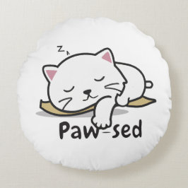 Paw-sed Cat Throw Pillow – Soft & Snuggly Nap Deco ラウンドクッション