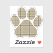Paw Shape Plaid Tan Dog Cat シール (シート)