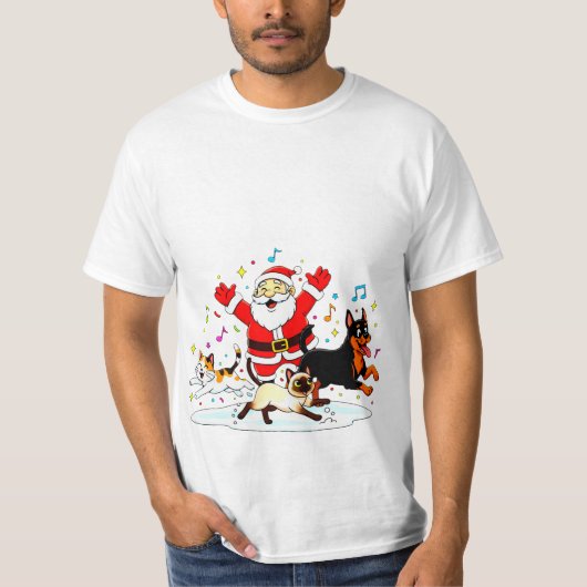 Paw-sitive Purr-suit: Santa’s Joyful Chase Tシャツ (正面)
