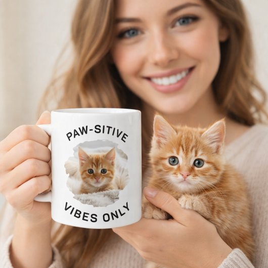 Paw-sitive vibes only cat photo コーヒーマグカップ