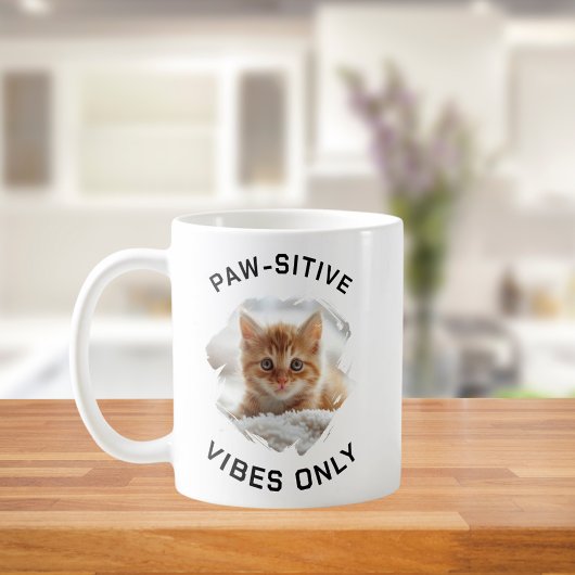 Paw-sitive vibes only cat photo コーヒーマグカップ