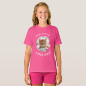 Paw-sitive vibes only cat photo girl pink tシャツ (正面フル)