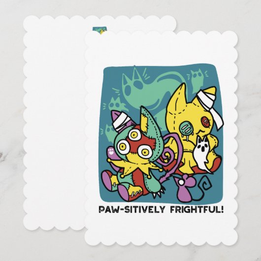 Paw-sitively Frightful | Monstrous Cats Halloween  サンキューカード (正面/裏面)