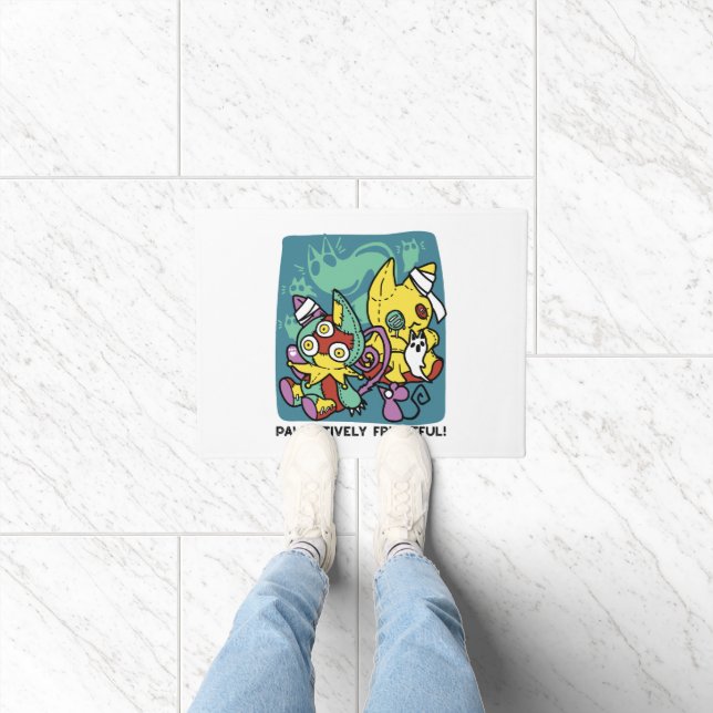 Paw-sitively Frightful | Monstrous Cats Halloween  ドアマット (室内)