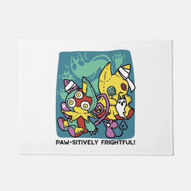 Paw-sitively Frightful | Monstrous Cats Halloween  ドアマット (正面)