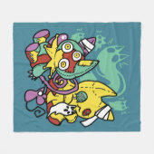 Paw-sitively Frightful | Monstrous Cats Halloween  フリースブランケット (正面(横))