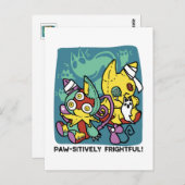 Paw-sitively Frightful | Monstrous Cats Halloween  ポストカード (正面/裏面)