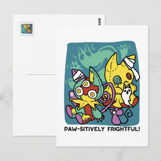 Paw-sitively Frightful | Monstrous Cats Halloween  ポストカード (正面/裏面)