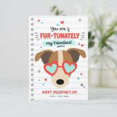 Paw-some Dog Pun Kids Classroomバレンタインカード 招待状 (スタンド正面)