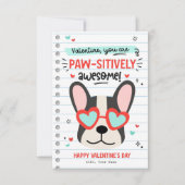 Paw-some Dog Pun Kids Classroom Valentinesカード 招待状 (正面)
