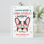 Paw-some Dog Pun Kids Classroom Valentinesカード 招待状 (スタンド正面)