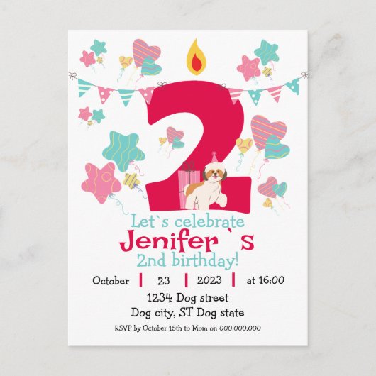 Paw-some Two: 犬の至福バースデー ポストカード (正面)