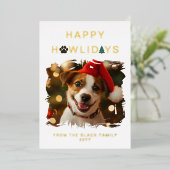 Paw Spruces Happy Howlidays Dog Christmas 箔シーズンカード (立ち正面)