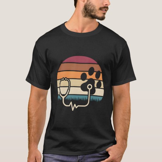 Paw Stethoscope Vet Tech獣医技師 Tシャツ (正面)