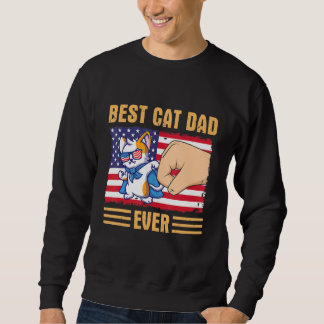 Paw Touching Hand US Flag America Best Cat Dad Eve スウェットシャツ