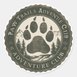 Paw Trails Adventure Club — ヴィンテージバッジステッカー ラウンドシール