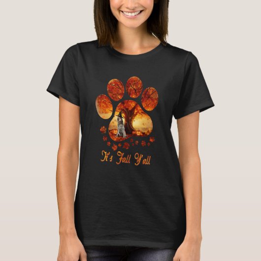Paw Tree だって秋だもの Wirehaired Pointing Griff Tシャツ (正面)