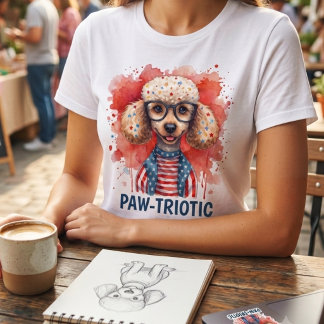 Paw-triotic Poodle Patriotic 4th of July Dog トライブレンドTシャツ
