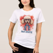 Paw-triotic Poodle Patriotic 4th of July Dog トライブレンドＴシャツ (正面)