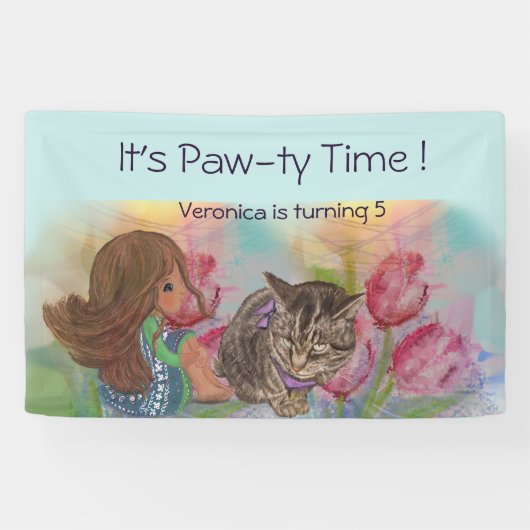 Paw-tyタイム誕生日ウェルカムバナー 横断幕 (横)