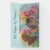 Paw-tyタイム誕生日ウェルカムバナー 横断幕 (縦)