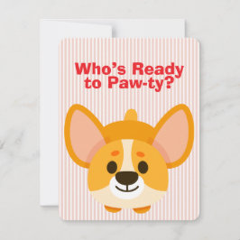 Paw-ty Time Corgi Birthday 招待状