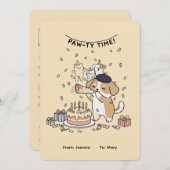 Paw-ty Time! Cute Dog & Cats Joyful Birthday Card (正面/裏面)
