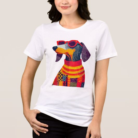 Pawfect Dachshund Wienerdog Doxie Dogmomスタイル トライブレンドＴシャツ (正面)