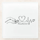 Pawfection One-Line Art – Minimalist Dog Lover ガラスコースター (正面)